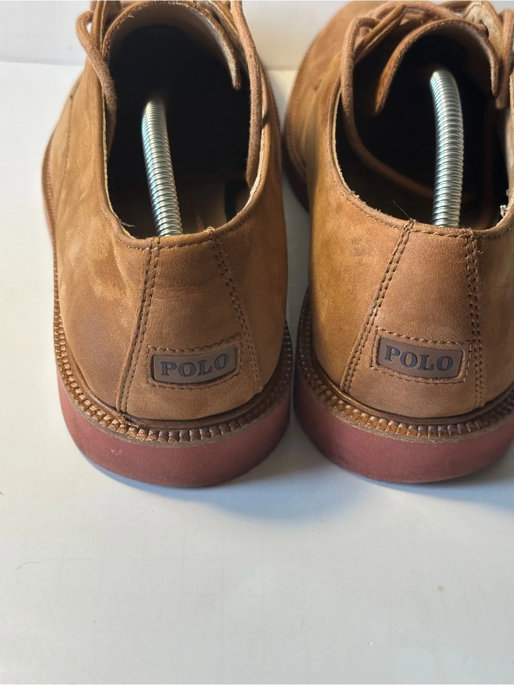 Polo Ralph Lauren Torrington Nubuck Derby Oxfords Taupe Brown Leather Shoes 9.5D
